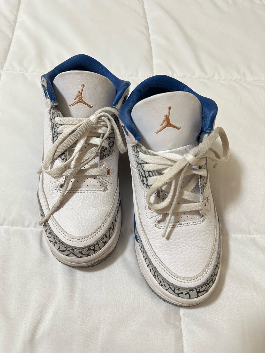 Nike Jordan Kids White & Blue Retro Sneaker With Elephant Print